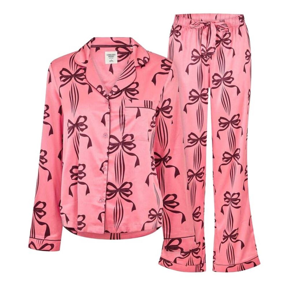 Chelsea Peers Womens/Ladies Bow Long-Sleeved Long Pyjama Set / Pink
